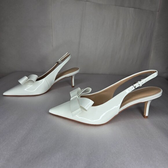 Marc Fisher Women's Allon White Slingback Pumps - Picture 2 of 8